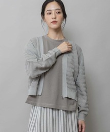 Munich（ミューニック）の「メッシュジャガードボーダーニットジップカーディガン（カーディガン/ボレロ）」