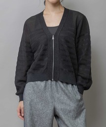 Munich（ミューニック）の「メッシュジャガードボーダーニットジップカーディガン（カーディガン/ボレロ）」