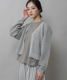 Munich（ミューニック）の「メッシュジャガードボーダーニットジップカーディガン（カーディガン/ボレロ）」