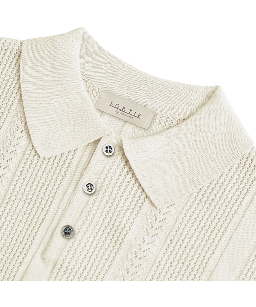sortie（ソルティ）の「Mesh Mixed Crochet Polo Knit (Ivory)（ポロシャツ・メンズ・その他・LARGE/MEDIUM/X-LARGE）」の3枚目の写真