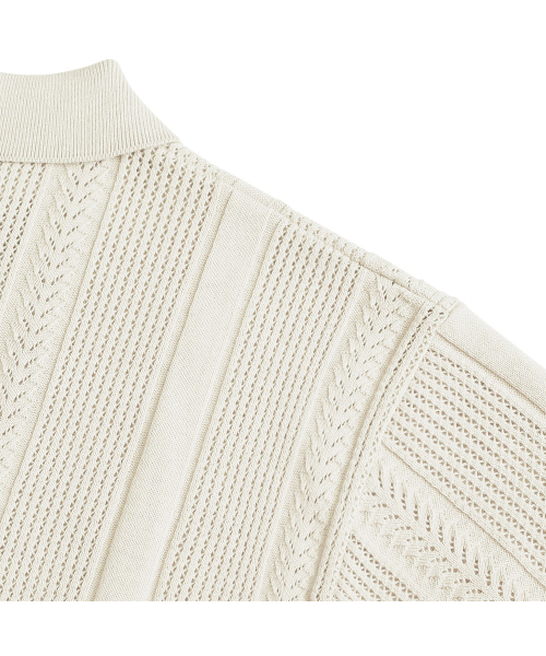sortie（ソルティ）の「Mesh Mixed Crochet Polo Knit (Ivory)（ポロシャツ・メンズ・その他・LARGE/MEDIUM/X-LARGE）」の6枚目の写真