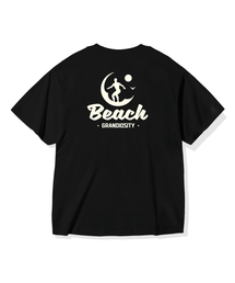 ビーチグラフィックオーバーサイズ半袖Tシャツ(ブラック)
