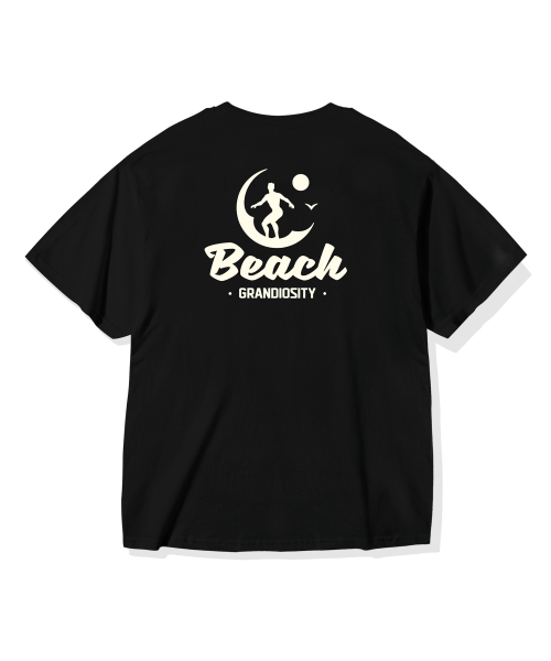 GRANDIOSITY(グランディオシティ)の「ビーチグラフィックオーバーサイズ半袖Tシャツ(ブラック)(Tシャツ/カットソー・メンズ・その他・FREE)」の1枚目の写真