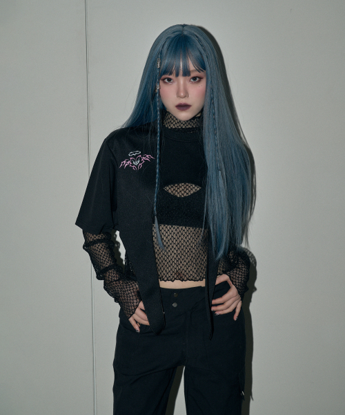 CHERRYQUIRI(チェリーキュリー)の「angel number layered top set - black(Tシャツ/カットソー・レディース・その他・FREE)」の1枚目の写真