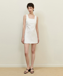 SQUARER LINE MINI DRESS_WHITE