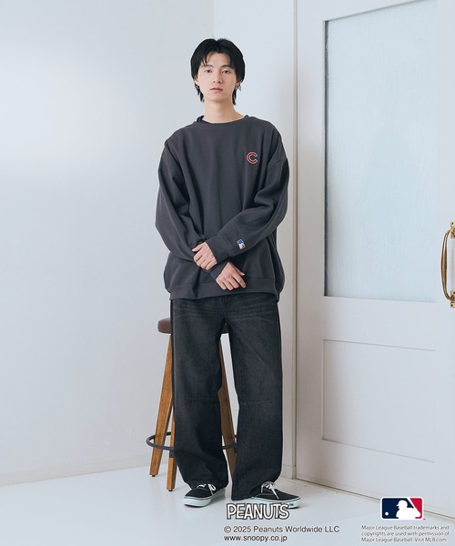 PEANUTS(ピーナッツ)の「【PEANUTS×MLB】【限定オリジナルデザイン】裏起毛トレーナー ヤンキース ドジャース カブス キャラクター ユニセックス(スウェット・メンズ・ブラック系その他3/ベージュ系その他3/グレー系その他/ベージュ系その他2/グレー系その他2/ブルー系その他・MEDIUM/LARGE/X-LARGE)」の8枚目の写真