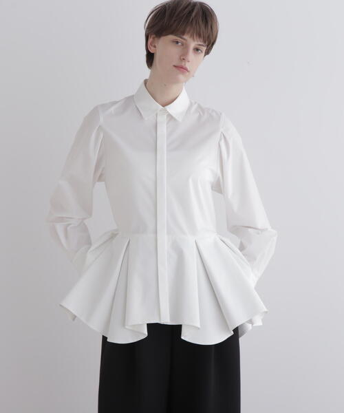 LE PHIL（ルフィル）の「◆SOLOTEXブロードタックフレアブラウス（シャツ/ブラウス・レディース・ホワイト/ピンク系その他/ネイビー・F）」の5枚目の写真