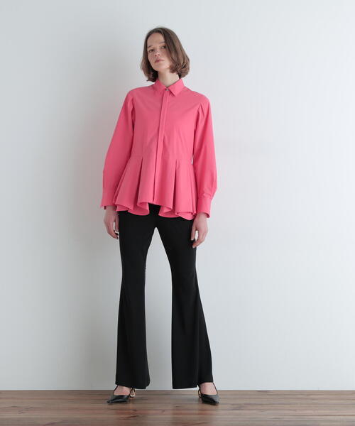 LE PHIL（ルフィル）の「◆SOLOTEXブロードタックフレアブラウス（シャツ/ブラウス・レディース・ホワイト/ピンク系その他/ネイビー・F）」の10枚目の写真