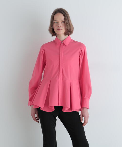 LE PHIL（ルフィル）の「◆SOLOTEXブロードタックフレアブラウス（シャツ/ブラウス・レディース・ホワイト/ピンク系その他/ネイビー・F）」の3枚目の写真