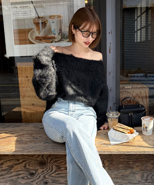 yuri.さんコラボ ]前後2way裾ジップニットトップス（ニット/セーター