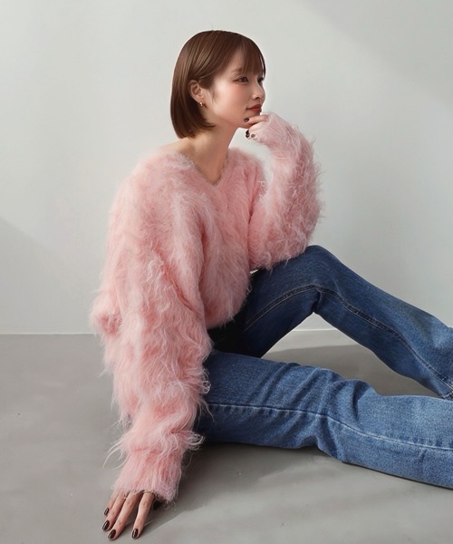 yuri.さんコラボ ]前後2way裾ジップニットトップス（ニット/セーター