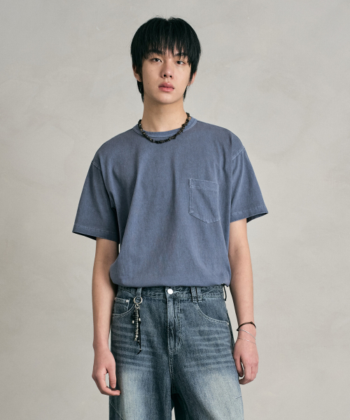 DECET(デケト)の「Pigment Pocket T-Shirt DCTS001Blue(Tシャツ/カットソー・メンズ・その他・SMALL/MEDIUM/LARGE)」の1枚目の写真