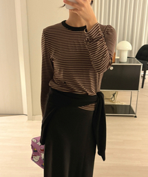 riAndco（リアンドコ）の「Classic Stripe T-Shirt Brown（Tシャツ/カットソー）」