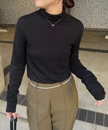 CAPRICIEUX LE'MAGE | ハイネック袖ギャザーロンT(Tシャツ/カットソー)