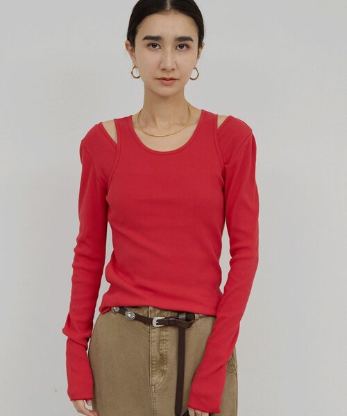 GALLARDAGALANTE（ガリャルダガランテ）の「【前後2way】ハイツイストリブタンク（キャミソール・レディース・レッド/ホワイト/ブラック・FREE）」の22枚目の写真