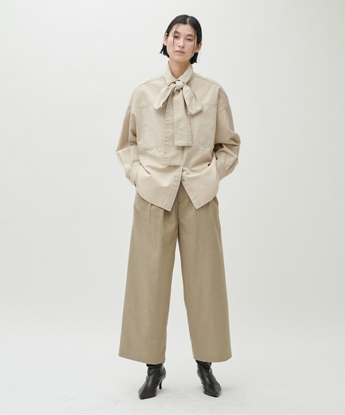 LARUTA(ラルータ)の「【LARUTA】ボウタイBIGポケットデニムブラウス(シャツ/ブラウス・レディース・ライトベージュ/サックスブルー・FREE)」の16枚目の写真