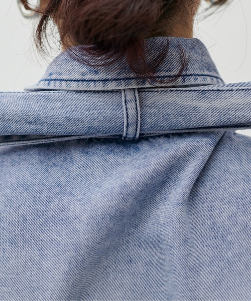 LARUTA(ラルータ)の「【LARUTA】ボウタイBIGポケットデニムブラウス(シャツ/ブラウス・レディース・ライトベージュ/サックスブルー・FREE)」の7枚目の写真