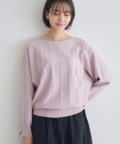 KATHARINE ROSS（キャサリンロス）の「【KATHARINE ROSS】12Gラメストライプドルマンプルオーバー（ニット/セーター・レディース・オフホワイト/ピンク/ブラウン・FREE）」の3枚目の写真