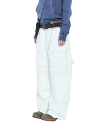 Lined Double Knee Denim Pants (Ivory)