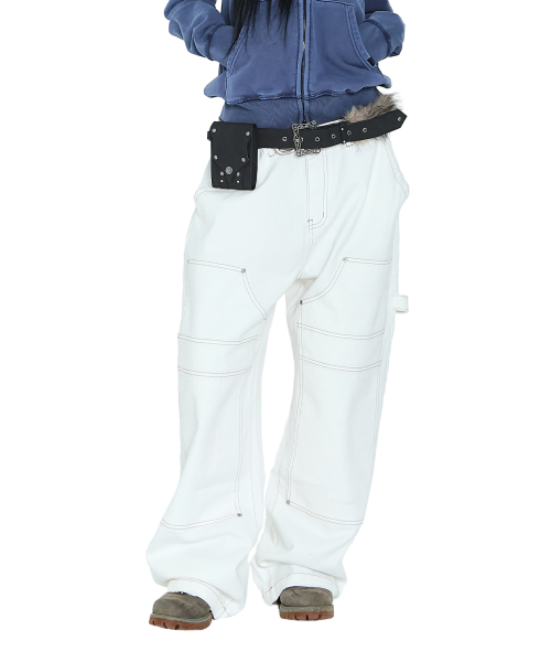 AAKAM（アーカム）の「Lined Double Knee Denim Pants (Ivory)（デニムパンツ・レディース・その他・1/2）」の9枚目の写真