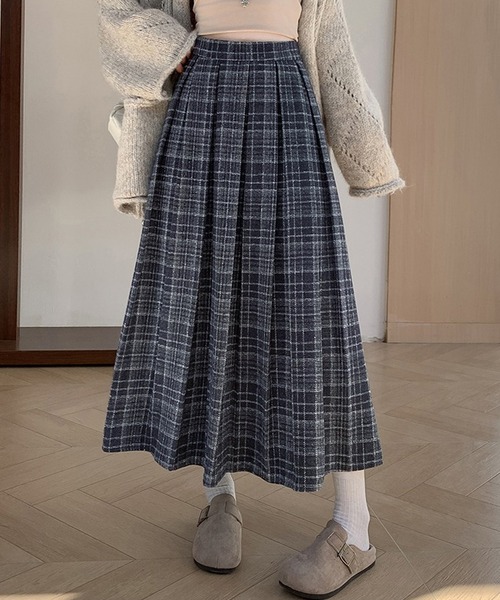 Doula Doula（ドゥーラドゥーラ）の「チェック柄プリーツロングスカート（スカート・レディース・ブラック/ブラウン・M/L）」の9枚目の写真