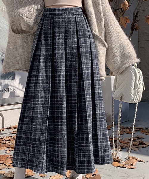 Doula Doula（ドゥーラドゥーラ）の「チェック柄プリーツロングスカート（スカート・レディース・ブラック/ブラウン・M/L）」の11枚目の写真