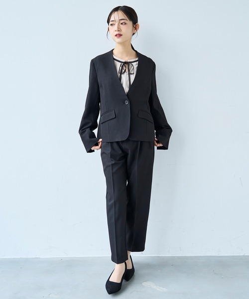 mil（ミル）の「ベルト付き センタープレス テーパードパンツ【セットアップ対応】 【585140】（スラックス・レディース・ブラック/ライトベージュ/グレイッシュベージュ・FREE/S-Short/S-Regular/M-Short/M-Regular）」の11枚目の写真