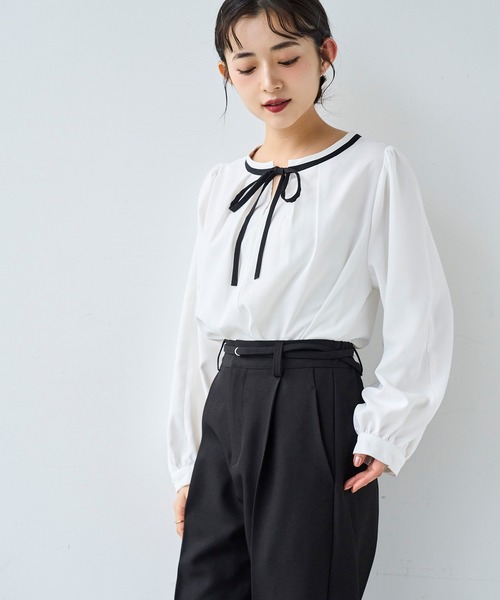 mil（ミル）の「ベルト付き センタープレス テーパードパンツ【セットアップ対応】 【585140】（スラックス・レディース・ブラック/ライトベージュ/グレイッシュベージュ・FREE/S-Short/S-Regular/M-Short/M-Regular）」の13枚目の写真