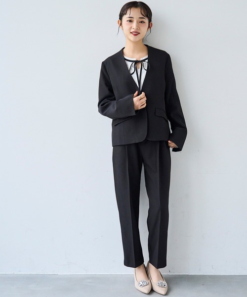 mil（ミル）の「ベルト付き センタープレス テーパードパンツ【セットアップ対応】 【585140】（スラックス・レディース・ブラック/ライトベージュ/グレイッシュベージュ・FREE/S-Short/S-Regular/M-Short/M-Regular）」の14枚目の写真