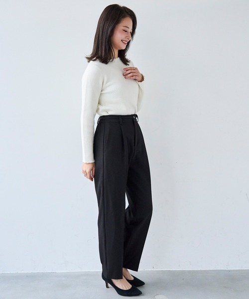 mil（ミル）の「ベルト付き センタープレス テーパードパンツ【セットアップ対応】 【585140】（スラックス・レディース・ブラック/ライトベージュ/グレイッシュベージュ・FREE/S-Short/S-Regular/M-Short/M-Regular）」の18枚目の写真