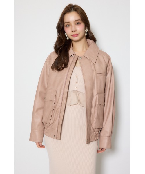 rienda（リエンダ）の「ライナー付きフェイクレザーブルゾン 春服（ライダースジャケット・レディース・ピンク/ブラウン・FREE）」の5枚目の写真