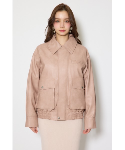 rienda（リエンダ）の「ライナー付きフェイクレザーブルゾン 春服（ライダースジャケット・レディース・ピンク/ブラウン・FREE）」の9枚目の写真