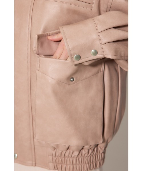 rienda（リエンダ）の「ライナー付きフェイクレザーブルゾン 春服（ライダースジャケット・レディース・ピンク/ブラウン・FREE）」の14枚目の写真