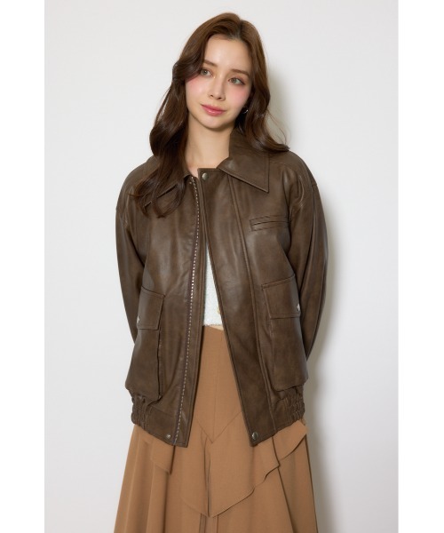 rienda（リエンダ）の「ライナー付きフェイクレザーブルゾン 春服（ライダースジャケット・レディース・ピンク/ブラウン・FREE）」の17枚目の写真