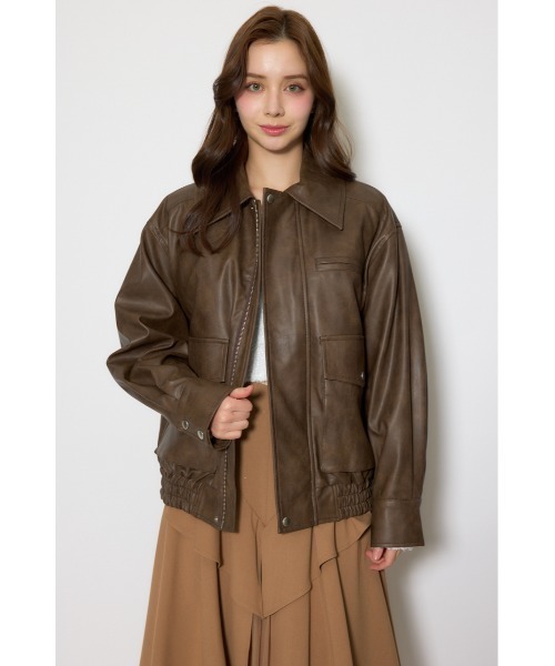 rienda（リエンダ）の「ライナー付きフェイクレザーブルゾン 春服（ライダースジャケット・レディース・ピンク/ブラウン・FREE）」の18枚目の写真