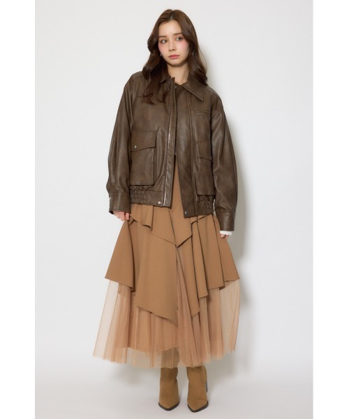 rienda（リエンダ）の「ライナー付きフェイクレザーブルゾン 春服（ライダースジャケット・レディース・ピンク/ブラウン・FREE）」の21枚目の写真