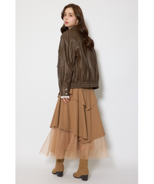 rienda（リエンダ）の「ライナー付きフェイクレザーブルゾン 春服（ライダースジャケット・レディース・ピンク/ブラウン・FREE）」の22枚目の写真