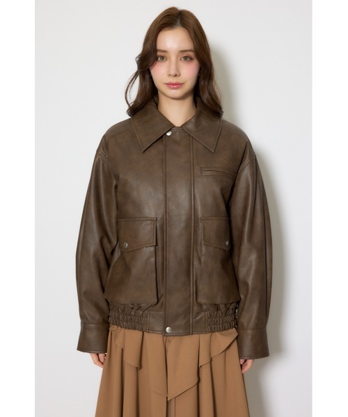 rienda（リエンダ）の「ライナー付きフェイクレザーブルゾン 春服（ライダースジャケット・レディース・ピンク/ブラウン・FREE）」の3枚目の写真