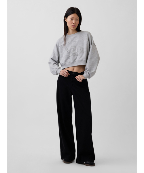 GAP（ギャップ）の「フレンチテリー オーバーサイズ GAPロゴ クロップドスウェットシャツ（スウェット・レディース・ライトグレー/ブラック/クリーム・XXS/XL/L/M/S/XS）」の9枚目の写真