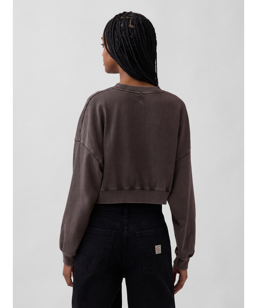 GAP（ギャップ）の「フレンチテリー オーバーサイズ GAPロゴ クロップドスウェットシャツ（スウェット・レディース・ライトグレー/ブラック/クリーム・XXS/XL/L/M/S/XS）」の11枚目の写真