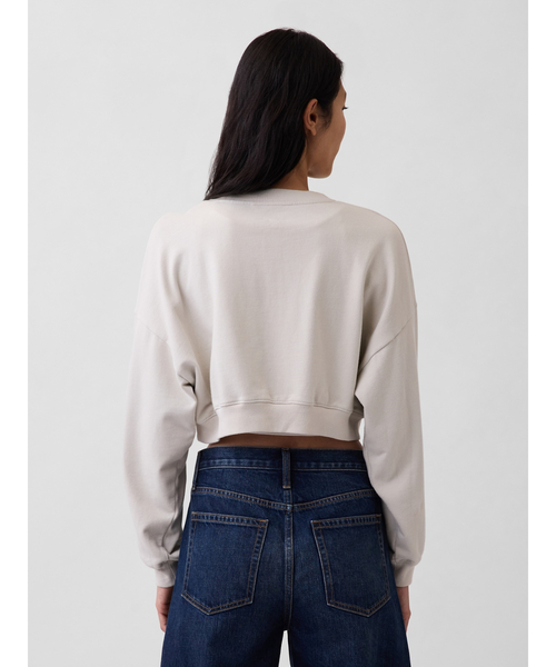 GAP（ギャップ）の「フレンチテリー オーバーサイズ GAPロゴ クロップドスウェットシャツ（スウェット・レディース・ライトグレー/ブラック/クリーム・XXS/XL/L/M/S/XS）」の13枚目の写真