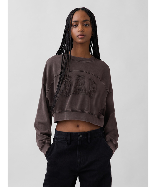 GAP（ギャップ）の「フレンチテリー オーバーサイズ GAPロゴ クロップドスウェットシャツ（スウェット・レディース・ライトグレー/ブラック/クリーム・XXS/XL/L/M/S/XS）」の4枚目の写真