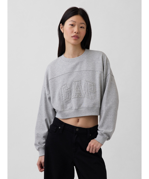 GAP（ギャップ）の「フレンチテリー オーバーサイズ GAPロゴ クロップドスウェットシャツ（スウェット・レディース・ライトグレー/ブラック/クリーム・XXS/XL/L/M/S/XS）」の15枚目の写真
