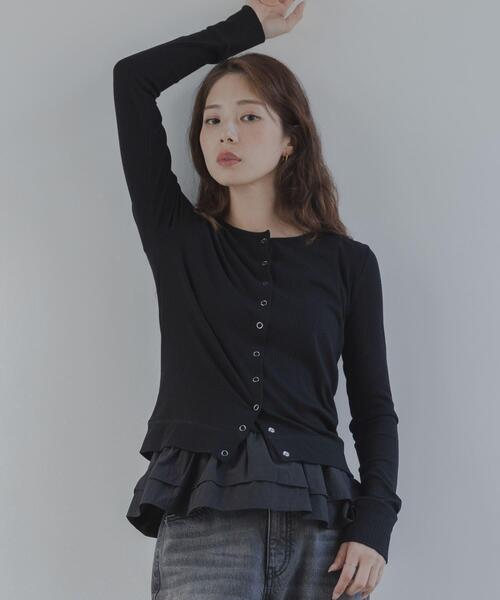 URBAN RESEARCH Sonny Label(アーバンリサーチサニーレーベル)の「『WEB限定』裾フリルカットアンサンブル(Tシャツ/カットソー・レディース・グレー/オフホワイト/ブラック・FREE)」の3枚目の写真