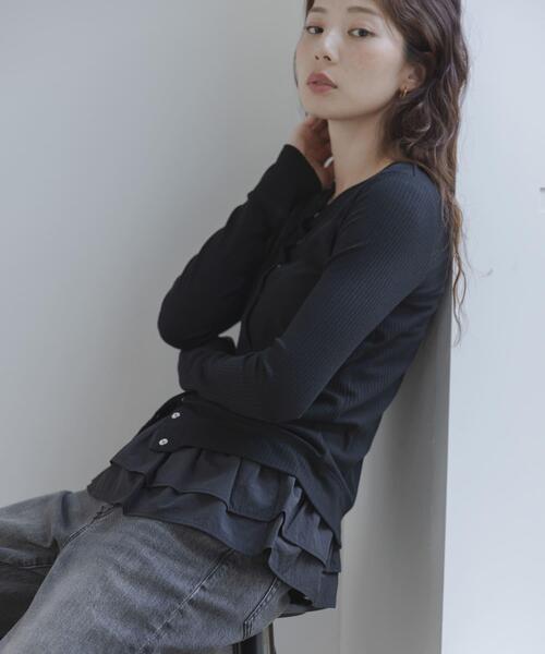 URBAN RESEARCH Sonny Label(アーバンリサーチサニーレーベル)の「『WEB限定』裾フリルカットアンサンブル(Tシャツ/カットソー・レディース・グレー/オフホワイト/ブラック・FREE)」の5枚目の写真
