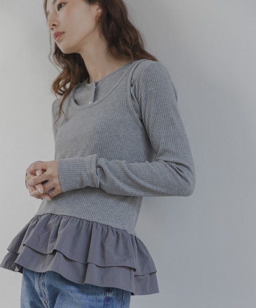 URBAN RESEARCH Sonny Label（アーバンリサーチサニーレーベル）の「『WEB限定』裾フリルカットアンサンブル（Tシャツ/カットソー・レディース・グレー/オフホワイト/ブラック・FREE）」の3枚目の写真