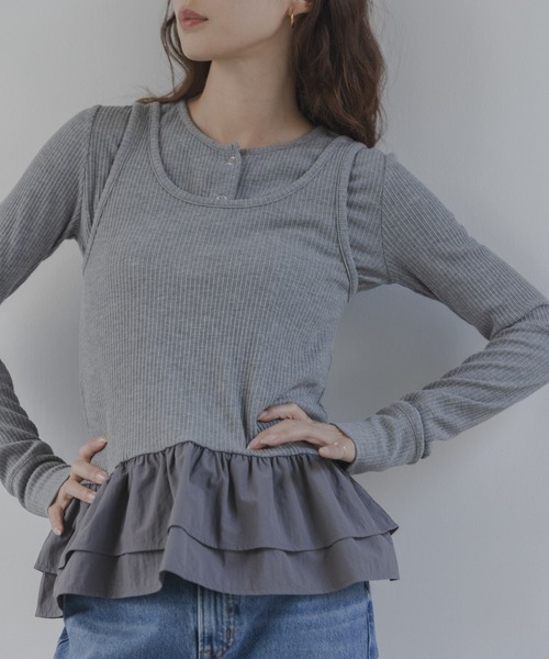 URBAN RESEARCH Sonny Label（アーバンリサーチサニーレーベル）の「『WEB限定』裾フリルカットアンサンブル（Tシャツ/カットソー・レディース・グレー/オフホワイト/ブラック・FREE）」の17枚目の写真