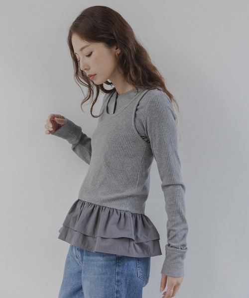 URBAN RESEARCH Sonny Label（アーバンリサーチサニーレーベル）の「『WEB限定』裾フリルカットアンサンブル（Tシャツ/カットソー・レディース・グレー/オフホワイト/ブラック・FREE）」の19枚目の写真