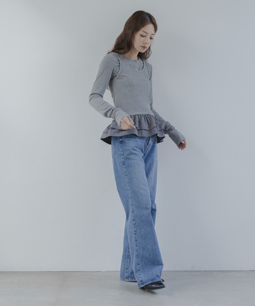 URBAN RESEARCH Sonny Label（アーバンリサーチサニーレーベル）の「『WEB限定』裾フリルカットアンサンブル（Tシャツ/カットソー・レディース・グレー/オフホワイト/ブラック・FREE）」の21枚目の写真