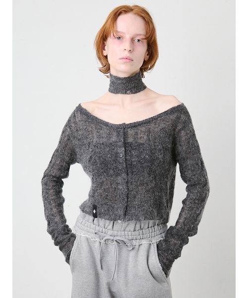 Sheer Mohair Cable Cardigan/シアーモヘア ケーブルカーディガン